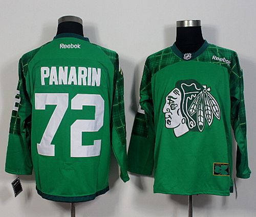 Blackhawks #72 Artemi Panarin Green St. Patrick's Day New Stitched NHL Jersey - Click Image to Close